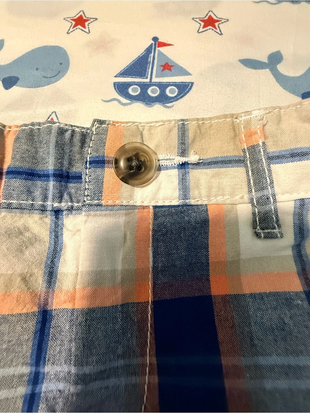 The Children's Place Orange & Blue Plaid Cotton Shorts